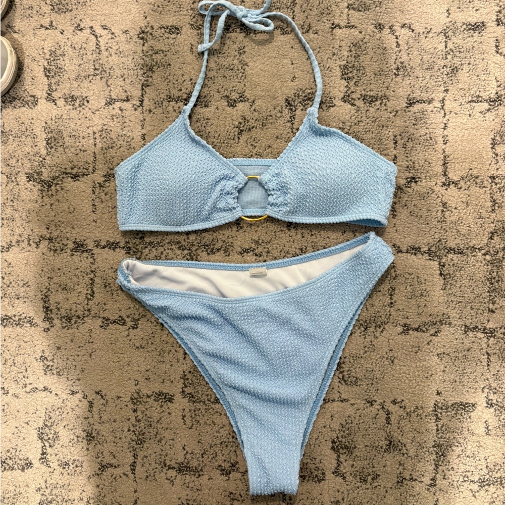 Light Blue Textured Bikini Set